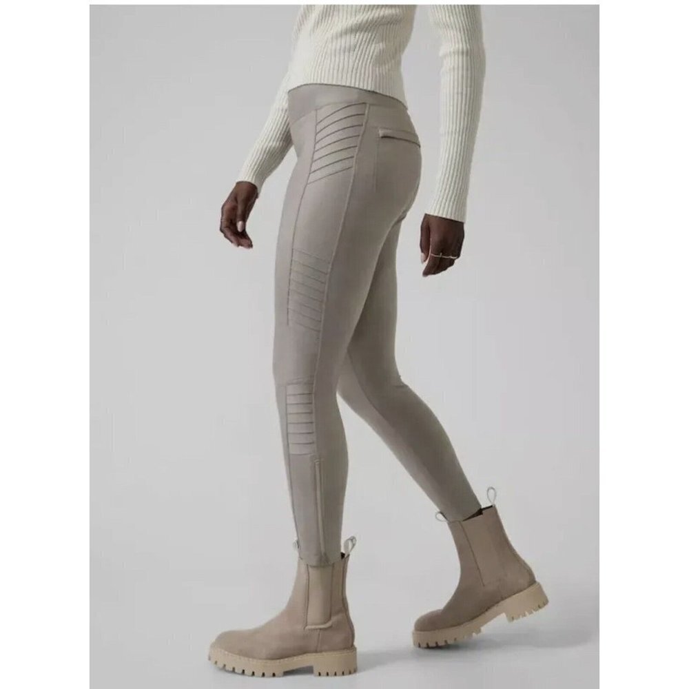 Athleta Delancey Gleam Moto Tight Bluff Grey Leggings Size Large L High Rise